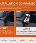 Comparison of Chevy Silverado and GMC Sierra split bench console with and without Center Console Hanging Organizer Box.