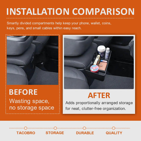 Comparison of Chevy Silverado and GMC Sierra split bench console with and without Center Console Hanging Organizer Box.