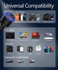 Durable Three Port USB C Car Charger 102W Rapid Fire Juicing Adapter with universal compatibility for phones and laptops.
