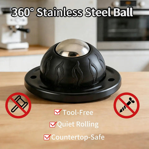 Self Sticking Furniture Caster Wheels Four Pack With Secure Grip Adhesive Pads Slick Rolling Ball Casters For Appliances Toolboxes And Plant Stands Quick Swap Mobility Boost on countertop.