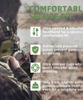 Person wearing Two Pack Electronic Ear Protection For Shooters With 4x Sound Amplification And Gun Range Noise Reduction Muffs NRR 23dB Hearing Protection For Hunting Green And Pink, emphasizing comfort and fit features in outdoor setting.