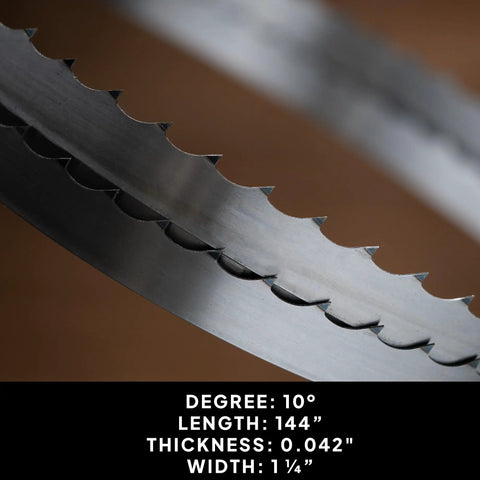 5 Pack 144 Inch Sawmill Blades DoubleHard 10 Degree All Purpose Hook Angle For Portable Sawmills High Alloy Steel
