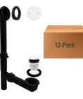 Rock Solid 14 Inch Black Tubular Bathtub Waste And Overflow Assembly with 12-Pack heavy duty leak tight tubes and components.