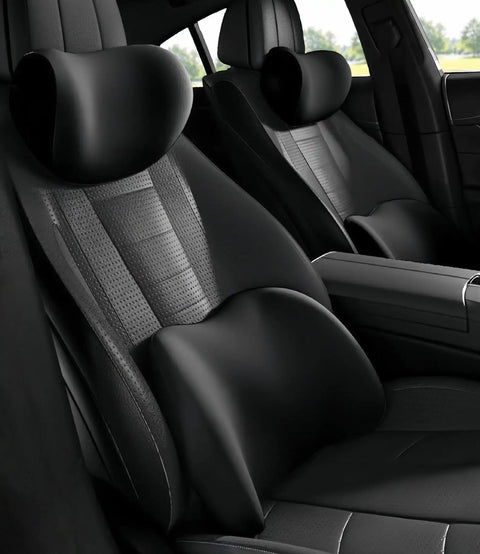 Car interior featuring Upgrade Your Ride With This Chic Headrest And Lumbar Support Pillow Set Perfect For Mini Cooper SE Convertible John Cooper Works Electric Plus Trucks SUVs Ensuring Ultimate Comfort On Long Drives Without Breaking The Ban.