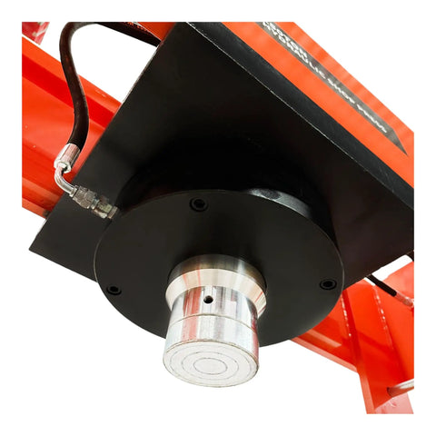 Heavy Duty 150 Ton Industrial Electric Shop Press Featuring Dual Hydraulic Cylinders And Integrated Air Pump close-up of hydraulic cylinder