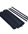 Plastic Welding Kit With Welder Rods Reinforcing Mesh Hot Iron Stand And Wire Brush For Bumper Repair Kayak ATV Dash And More Portable 80 Watt Tool For DIY And Professional Plastic Surface Repair showing black plastic welding rods grouped and separated.