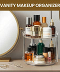 Two Tier Non Skid Acrylic Lazy Susan Turntable Organizer Rotating Spice Rack Spinning Tray For Kitchen Pantry Countertop 9.25 Inch on vanity
