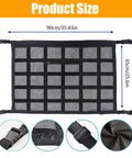 Heavy Duty Car Ceiling Cargo Net For Tesla Cybertruck double layer mesh organizer showing dimensions 90cm x 65cm, designed for vehicle storage.