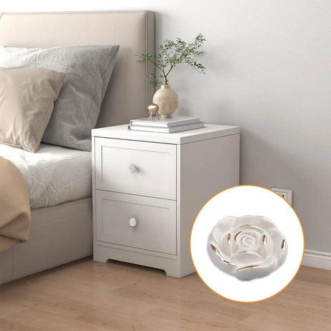 Euro Rose Cabinet Knobs With Backplates 2 Pack Vintage Zinc Alloy Handles With Retro Vibe For Wardrobe And Dresser close-up on drawer