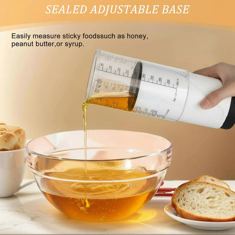 Adjustable Measuring Cup Set With 2 Cup Plastic Cups And 5 Stainless Steel Spoons For Precise Cooking And Baking No Fuss Kitchen Kit Built Like A Pro With Dual Material Design And Easy Pour, adjustable cup pouring honey