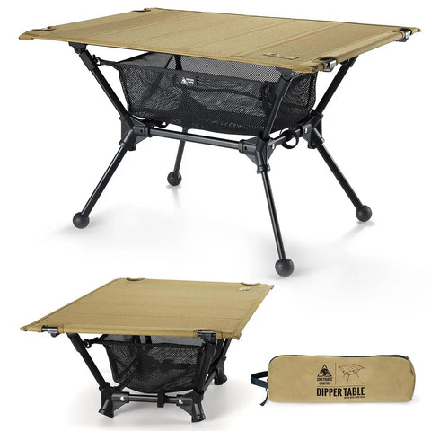 Dipper Camping Table Lightweight Portable Folding Table With Mesh Storage Net Adjustable High Low Heights Ideal For Camping Hiking