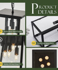 8 Inch Modern Black Exterior Lantern Pendant Light with 3 Lights, acrylic bubble glass shade, industrial hanging cage details.