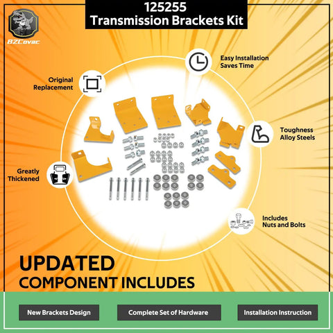 Upgraded 125255 Hydro Transmission Brackets Kit With Beefed Up Brackets And Hardware For Zero Turn Mowers Includes 552564 552565 552566 552567 OE Replacement Service Kit That Improves Belt Stability And Durability
