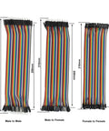 240 Piece Multicolored Dupont Wire Kit showing male to male, male to female, and female to female jumper cables in various lengths.