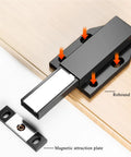 Heavy Duty Magnetic Touch Latch Kit for Cabinets and Drawers installation, showing handleless door hardware and pressure release catch.