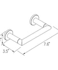 Technical drawing of Kubic Double Post Tissue Paper Holder With Pivoting Arm In Satin Nickel Solid Brass Build Easy Roll Changes No Fuss Design