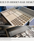 Zinc Plated Drawer Slides With Soft Close Undermount Full Extension Runners For Cabinets And Furniture Quiet Smooth Glide Tough As Nails Heavy Duty Metal Rails Durable Hardware For Long Lasting Performance, hidden drawer organizer