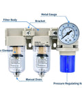 Pro Grade 1/4 Inch NPT Air Compressor Dryer With Double Filter Regulator And 5 Micron Brass Filter Element Manual Drain