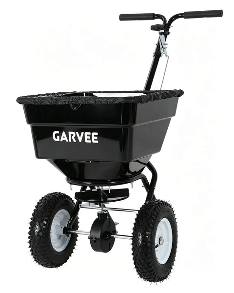 80 Lb Capacity Push Broadcast Spreader With 12 Ft Spread Width And 13 In All Terrain Wheels Adjustable Flow Control Heavy Duty Walk Behind Lawn Spreader For Fertilizer Grass Seed Ice Melt And Salt, front view