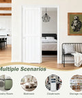 Sliding Closet Doors 60x80 Inches With White Bypass Barn Door Hardware Kit installed in a modern living space