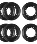 Buttery Smooth 9 Inch Lazy Susan Turntable Hardware 6 Pack Heavy Duty Cold Rolled Steel Base For Kitchen Serving Trays No Sweat Anti Rust Silent Spinning Platform, set of six durable black steel turntable bases.