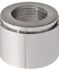 Top Tier Billet Aluminum Weld On Bung With Three Eighth Inch Npt Female Threaded Insert For Reservoir Catch Can Builds close-up image showing threaded interior.