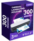Hella Durable Thermal Laminating Pouches 300 Pack 3 Mil Full Letter Size 9 X 11 5 Inches Crystal Clear Glossy Finish in box.