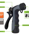 Hot Water Nozzle With Insulated Handle And Metal Core, Rubber Grip, Adjustable Spray From Gentle Mist To Powerful Jet