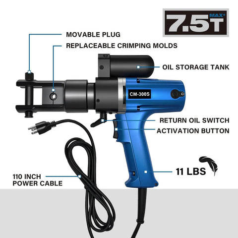 Rock Solid Battery Powered Electric Hydraulic Cable Lug Crimping Tool With 15 Quick Change Dies For Heavy Wiring Projects That Gets Everything Done Fast Without Breaking A Sweat