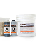FlexSet Rapid Concrete Repair Kit Self Leveling Epoxy Cement For Driveways Foundations Large Cracks And Outdoor Repairs Gray 3 Gallon No Tear Out Required Cold Applied Quick Set Solution For Fast Durable Fix including two bottles and a bag.