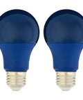 A19 Party LED Light Bulbs Blue Color, 60W Equivalent, 9W Energy Saver, E26 Base, Non Dimmable, 10,000 Hour Life, Colorful Mood Lighting, 2 Pack