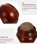 Close-up of 4 Piece Modern Wood Furniture Legs For Cabinets And Dressers, Easy Install Bun Feet, Sturdy Oak Brown Finish