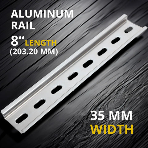 DIN Rail Slotted Aluminum 8 Inch Length By 35mm Width For Mounting Relays Contactors Circuit Breakers And Terminal Blocks RoHS