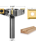 CNC Spoilboard Surfacing Router Bit With Half Inch Shank And Two And A Half Inch Cutting Diameter Four Wings Coated Carbide Inserts For Slab Flattening And Planing In Woodworking Tools Pro Grade