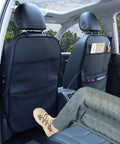 Waterproof Leather Back Seat Protector With Three Storage Pockets Anti Kick Mat For Kids And Pets Universal Car Organizer Cover
