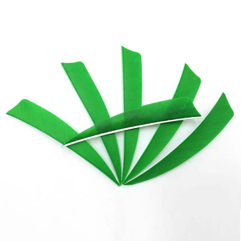 60 Piece 4 Inch Arrow Feathers Right Wing Shield Cut Fletching In Green And Purple for wood bamboo and carbon arrows