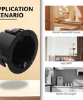 Application scenarios for 4 Inch Round PVC Junction Box 18 Cu In ETL Listed Fire Rated For 2 Hours Black 3 Pack Heavy Duty.