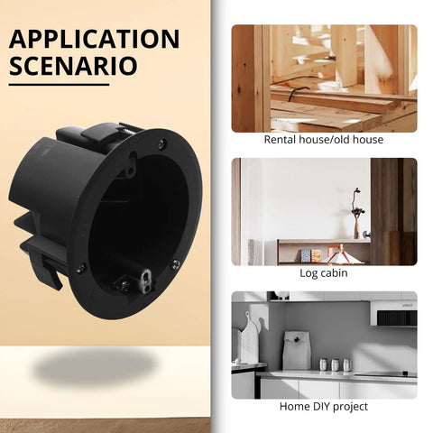 Application scenarios for 4 Inch Round PVC Junction Box 18 Cu In ETL Listed Fire Rated For 2 Hours Black 3 Pack Heavy Duty.