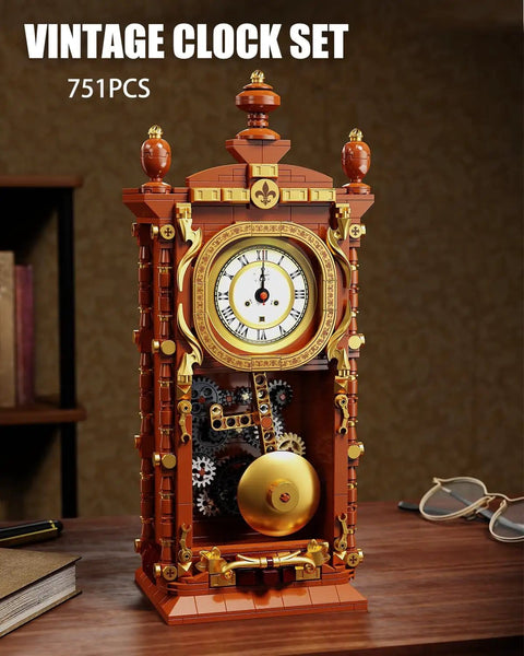 Vintage Pendulum Clock Block Set With Real Clock Function And Linkable Pendulum For Adults And Kids 6 Plus A Dope Hands On Buildable STEM Toy That Doubles As Unique Home Decor And Collectible