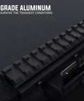 Close-up of Picatinny Riser Mount With Recoil Stop Base Lockdown V3 Five Point Five Inch Length 13 Slot Low Profile Rail Mount