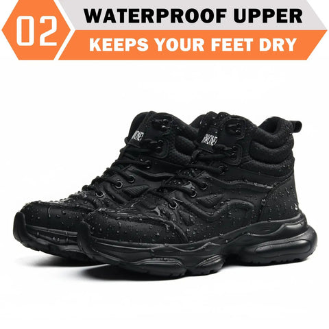 Mens Steel Toe Work Boots Waterproof Safety Shoes For Job Sites, Rugged All Day Comfort, ASTM F2413-18 Certified, Black Industrial Boot