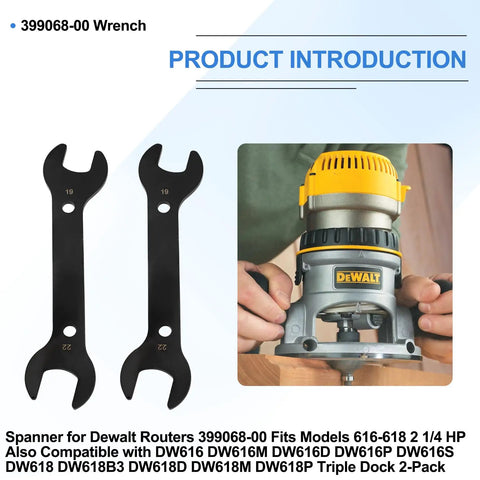 Two Pack Router Wrench 399068-00 Fits 18mm And 22mm Collet Nuts For DW616M And DW616 618 Routers Replacement Tool Kit