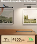 Slick Wireless Picture Light Featuring A Solid 4800mAh Battery And Strong Magnetic Mount With Ir Remote For Smooth Gallery Vibes And Dope Living Room Wall Lighting Upgrades, mounted above framed artwork.