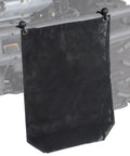 Heavy Duty UTV Trash Sack Durable PVC Mesh Garbage Bag For Trailside Cleanup hanging from a utility vehicle.