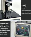 All In One Digital Tensile Testing Machine With Force Gauge For Pull And Tension Tests, 450 Mm Stroke, 999 Data Storage, Includes 2 Clamps And 5 Probes For Wire Harness And Terminal Tensile Testing, Pro Grade Shop Floor Workhorse clamp setup and control panel