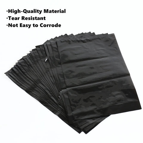 Pack Of 100 Tear Resistant PE Tattoo Wash Bottle Sleeve Bags, 9.8 By 5.9 Inches, Quick Slip On Covers For Clean, Sanitary Ink Sessions, Prevent Slips And Spills, Easy Disposal After Use black PE sleeves stacked on white background