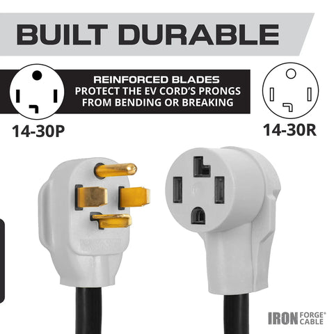 Heavy Duty 30 Amp Extension Cord For EV Charging And RV Campers 15 Ft 10 Gauge 10-30P To 10-30R Black STW Cable Tough Outdoor Use For Welders Generators Appliances And Power Tools