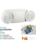 Six Pack White LED Emergency Lights With Battery Backup, Two Head Adjustable Emergency Lighting Fixtures with accessories included