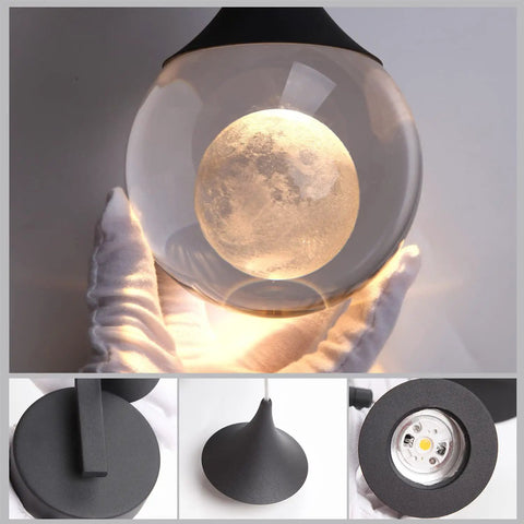 Moon Crystal Wall Sconces Dimmable 5W LED Bedroom Bedside Lamps For Living Room Hallway Warm 3300K Ambient Lighting Sand Black Modern Fixture Triac Dimmer Compatible Cozy Vibe
