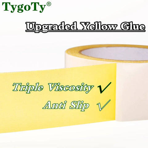 Heavy Duty Double Sided Rug Tape For Area Rugs And Hardwood Floors No Slip Residue Free 2 Inch By 10 Yards Thick Yellow Glue Carpet Tape